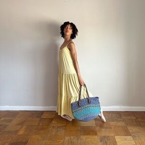 Anthropologie Sundry Tiered Yellow Maxi Dress Size 0